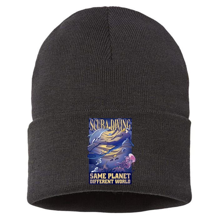 Scuba Diving Same Planet Different World Sustainable Knit Beanie