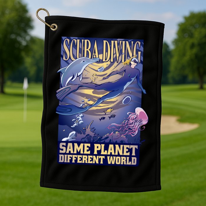 Scuba Diving Same Planet Different World Golf Towel