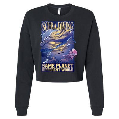 Scuba Diving Same Planet Different World Cropped Pullover Crew