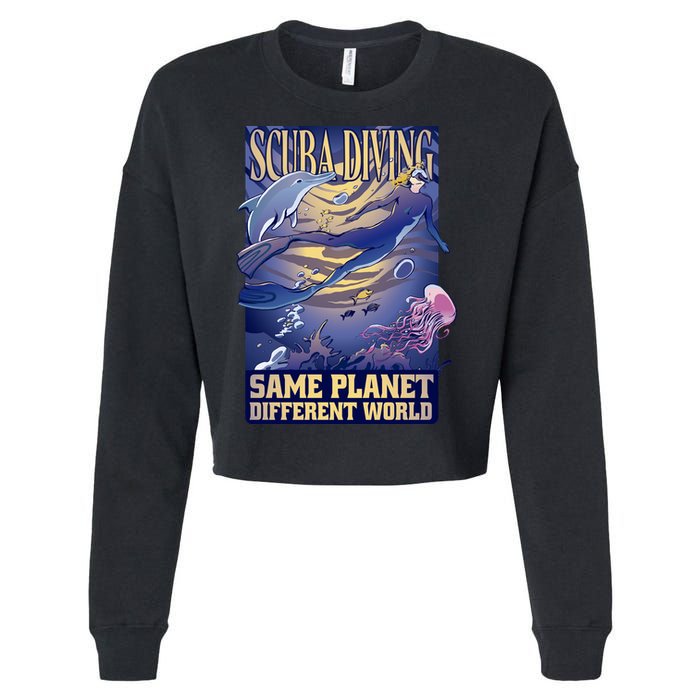 Scuba Diving Same Planet Different World Cropped Pullover Crew