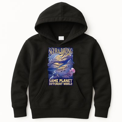 Scuba Diving Same Planet Different World Kids Hoodie