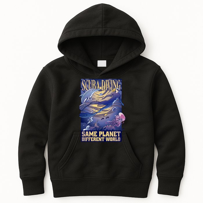 Scuba Diving Same Planet Different World Kids Hoodie