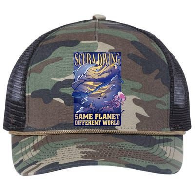 Scuba Diving Same Planet Different World Retro Rope Trucker Hat Cap