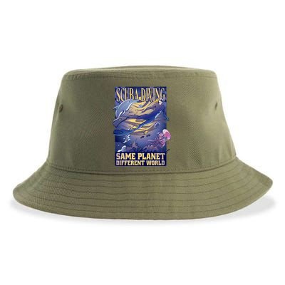 Scuba Diving Same Planet Different World Sustainable Bucket Hat