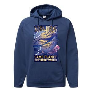 Scuba Diving Same Planet Different World Performance Fleece Hoodie