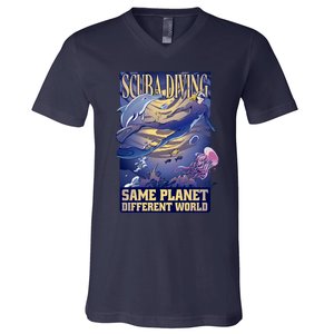 Scuba Diving Same Planet Different World V-Neck T-Shirt