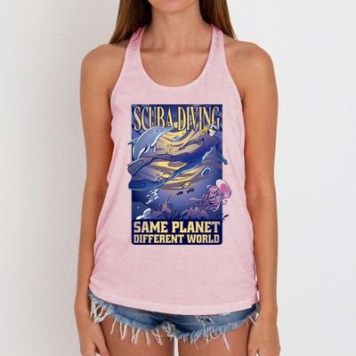 Scuba Diving Same Planet Different World Women's Knotted Racerback Tank