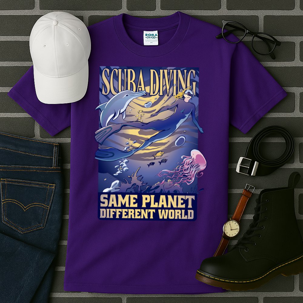 Scuba Diving Same Planet Different World Tall T-Shirt
