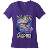 Scuba Diving Same Planet Different World Women's V-Neck T-Shirt