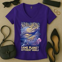 Scuba Diving Same Planet Different World Women's V-Neck T-Shirt