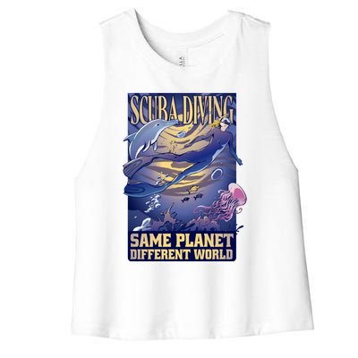 Scuba Diving Same Planet Different World Women's Racerback Cropped Tank