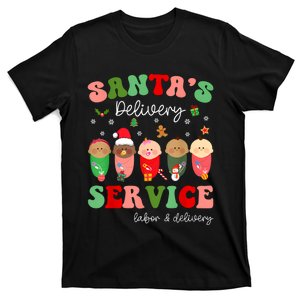 SantaS Delivery Service Christmas Labor Delivery Nurse L&D T-Shirt