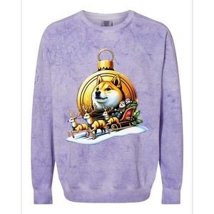 Santa Doge Sleigh Ride Crypto Christmas Adventure Trader Colorblast Crewneck Sweatshirt