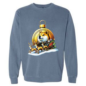 Santa Doge Sleigh Ride Crypto Christmas Adventure Trader Garment-Dyed Sweatshirt