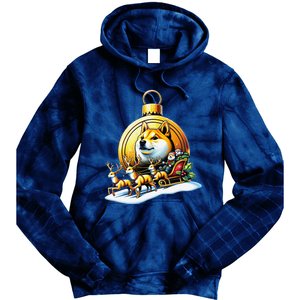 Santa Doge Sleigh Ride Crypto Christmas Adventure Trader Tie Dye Hoodie