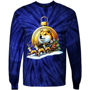 Santa Doge Sleigh Ride Crypto Christmas Adventure Trader Tie-Dye Long Sleeve Shirt