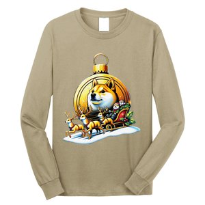 Santa Doge Sleigh Ride Crypto Christmas Adventure Trader Long Sleeve Shirt