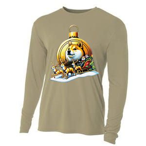 Santa Doge Sleigh Ride Crypto Christmas Adventure Trader Cooling Performance Long Sleeve Crew