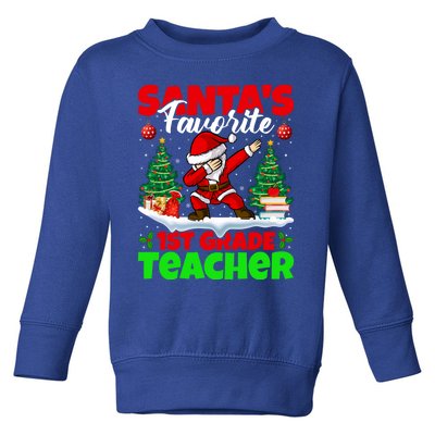 Santa Dabbing Santas Favorite 1St Grade Teacher Christmas Gift Toddler Sweatshirt