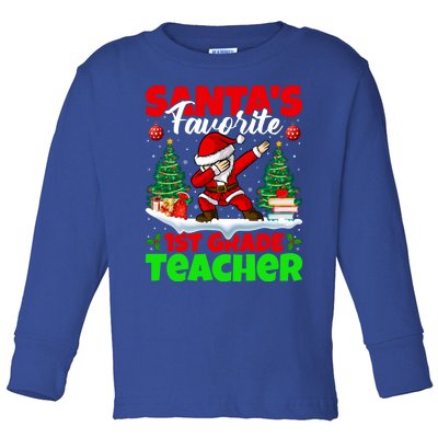 Santa Dabbing Santas Favorite 1St Grade Teacher Christmas Gift Toddler Long Sleeve Shirt