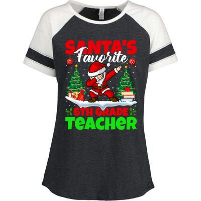 Santa Dabbing Santas Favorite 6Th Grade Teacher Christmas Gift Enza Ladies Jersey Colorblock Tee