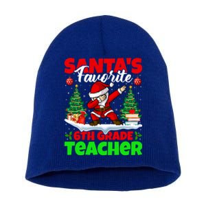 Santa Dabbing Santas Favorite 6Th Grade Teacher Christmas Gift Short Acrylic Beanie