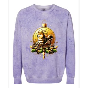 Santa Doge Sleigh Ride Crypto Christmas Adventure Trader Colorblast Crewneck Sweatshirt