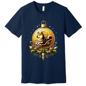 Santa Doge Sleigh Ride Crypto Christmas Adventure Trader Premium T-Shirt