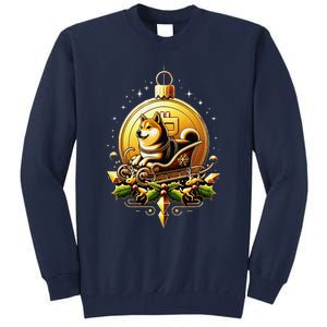 Santa Doge Sleigh Ride Crypto Christmas Adventure Trader Tall Sweatshirt