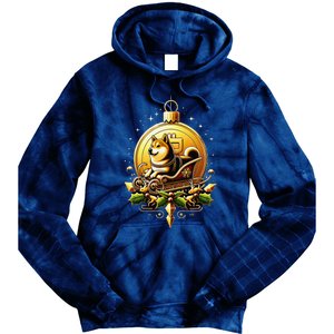 Santa Doge Sleigh Ride Crypto Christmas Adventure Trader Tie Dye Hoodie