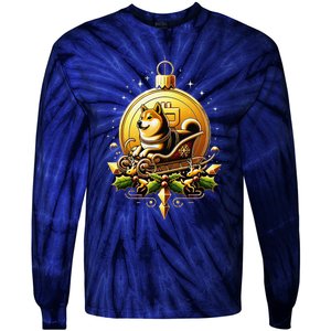 Santa Doge Sleigh Ride Crypto Christmas Adventure Trader Tie-Dye Long Sleeve Shirt