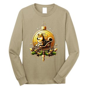 Santa Doge Sleigh Ride Crypto Christmas Adventure Trader Long Sleeve Shirt