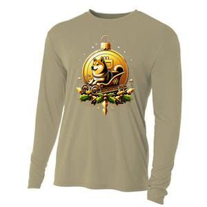 Santa Doge Sleigh Ride Crypto Christmas Adventure Trader Cooling Performance Long Sleeve Crew