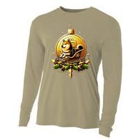 Santa Doge Sleigh Ride Crypto Christmas Adventure Trader Cooling Performance Long Sleeve Crew