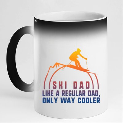 Ski Dad Skiing Daddy Papa Grandpa Cool Snowboarding Father Cool Gift 11oz Black Color Changing Mug