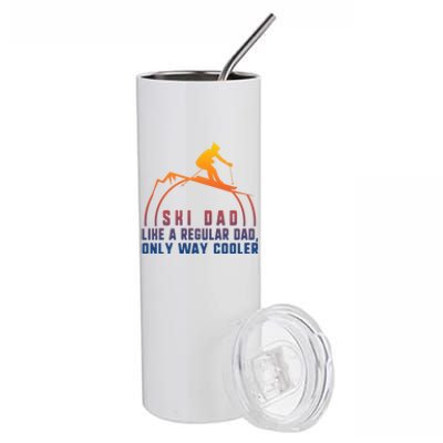 Ski Dad Skiing Daddy Papa Grandpa Cool Snowboarding Father Cool Gift Stainless Steel Tumbler