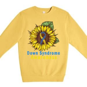 Sunflower Down Syndrome Awareness Premium Crewneck Sweatshirt