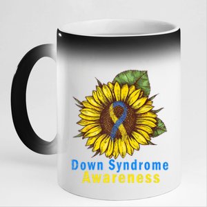 Sunflower Down Syndrome Awareness 11oz Black Color Changing Mug