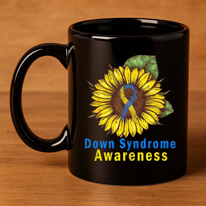 Sunflower Down Syndrome Awareness 11oz C Handle Ceramic Mug