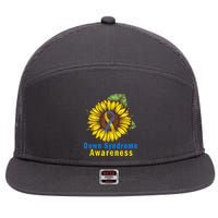 Sunflower Down Syndrome Awareness 7 Panel Mesh Trucker Snapback Hat