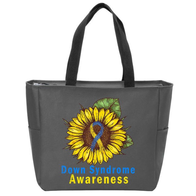 Sunflower Down Syndrome Awareness Zip Tote Bag