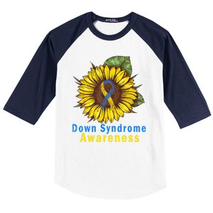 Sunflower Down Syndrome Awareness Baseball Sleeve Shirt