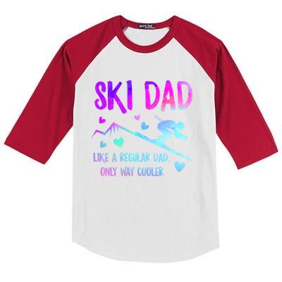 Ski Dad Skiing Daddy Papa Grandpa Cool Snowboarding Father Gift Kids Colorblock Raglan Jersey