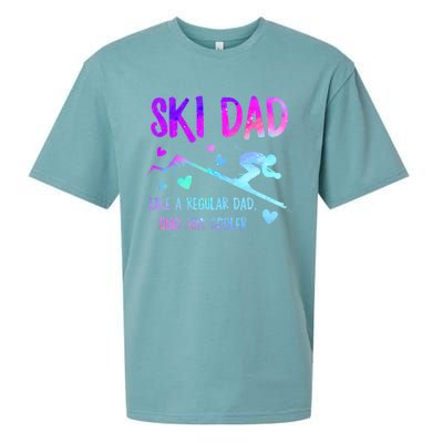 Ski Dad Skiing Daddy Papa Grandpa Cool Snowboarding Father Gift Sueded Cloud Jersey T-Shirt