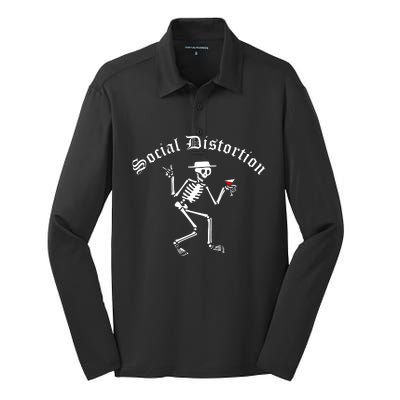 Social Distortion Skeleton Silk Touch Performance Long Sleeve Polo