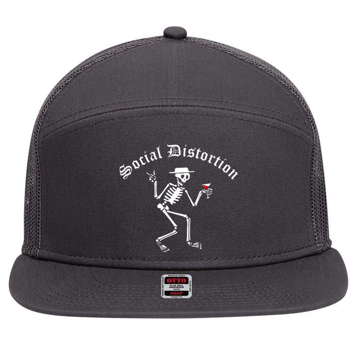 Social Distortion Skeleton 7 Panel Mesh Trucker Snapback Hat