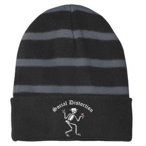 Social Distortion Skeleton Striped Beanie with Solid Band