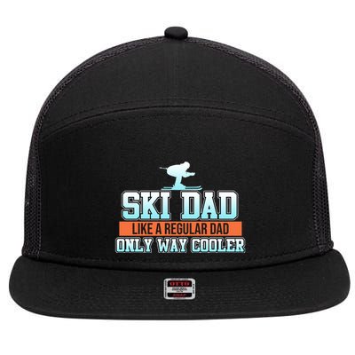 Ski Dad Skiing Skier Snowboard Winter Sports Graphic Gift 7 Panel Mesh Trucker Snapback Hat