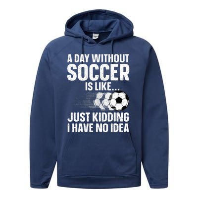 Soccer Design Sport Player Soccer Lover Performance Fleece Hoodie