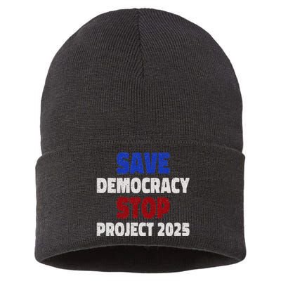 Save Democracy Stop Project 2025 Election Sustainable Knit Beanie